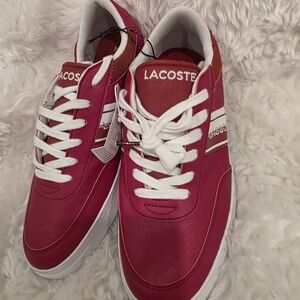 Lacoste Pink and White Sneakers